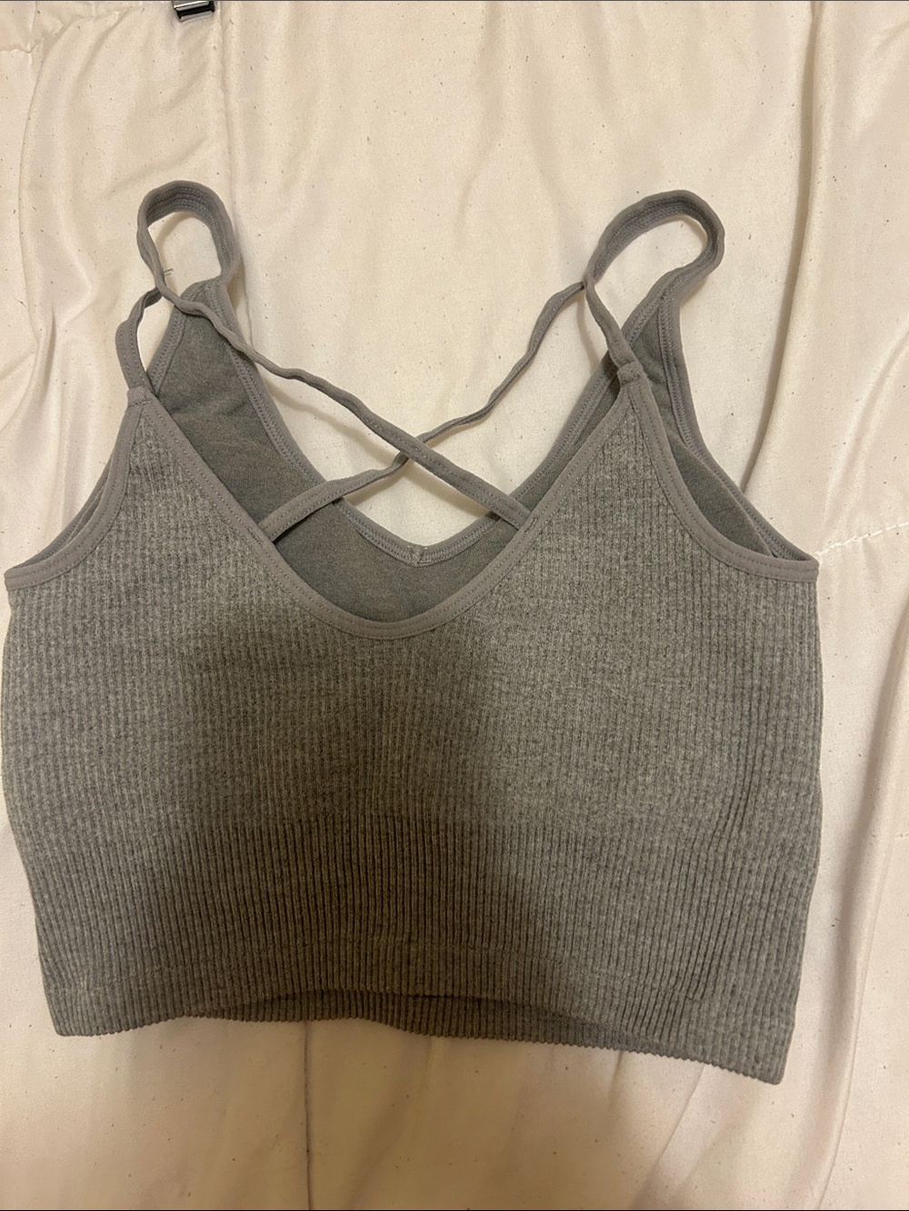Lemon Grey Ribbed Scoop Bralette - Picture 2 of 5